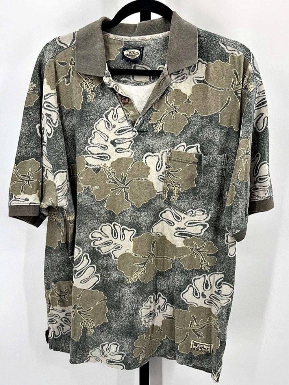 Tommy Bahama Men's Floral Polo Gray & Green Size Medium
